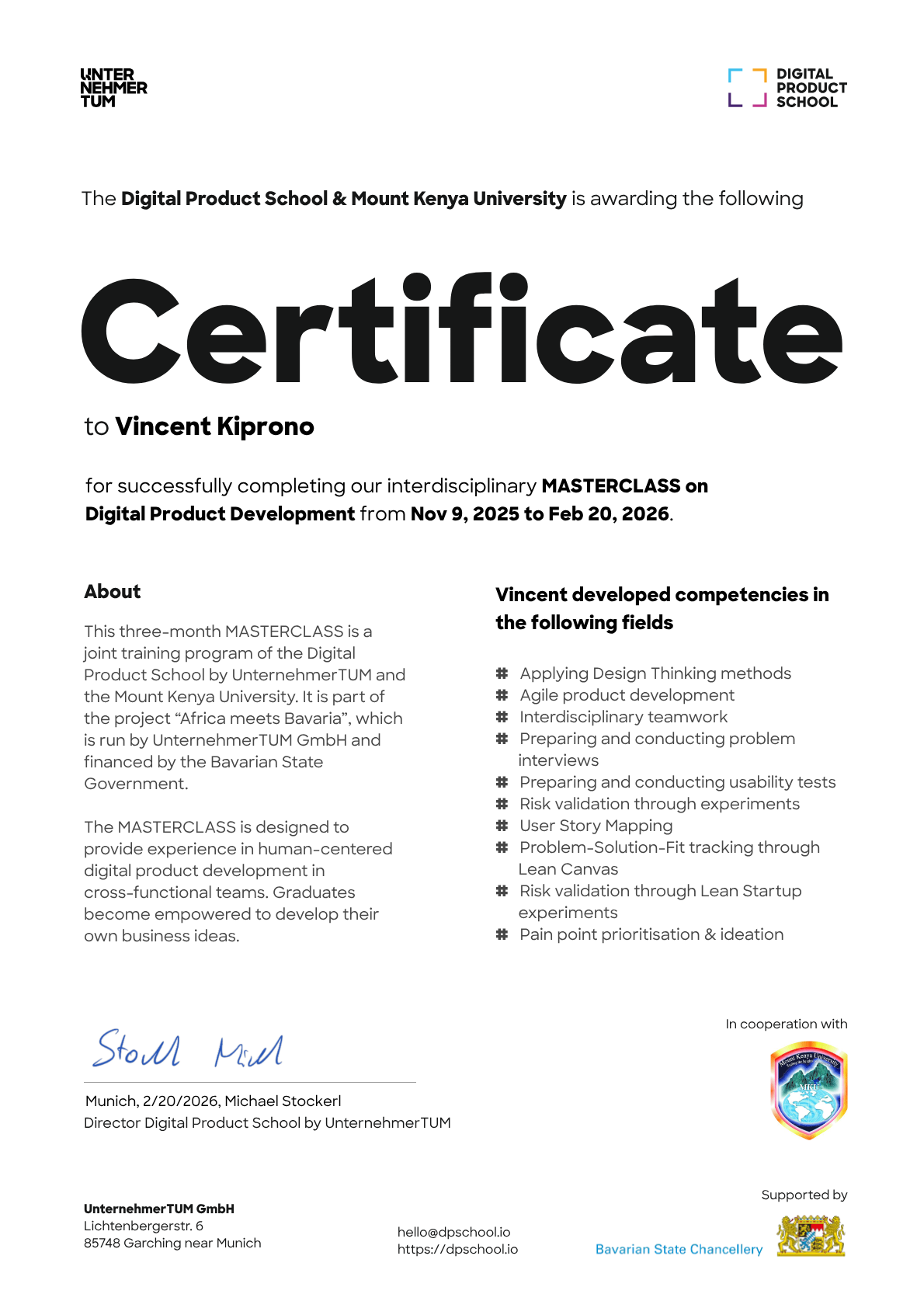 Preview of the certificate